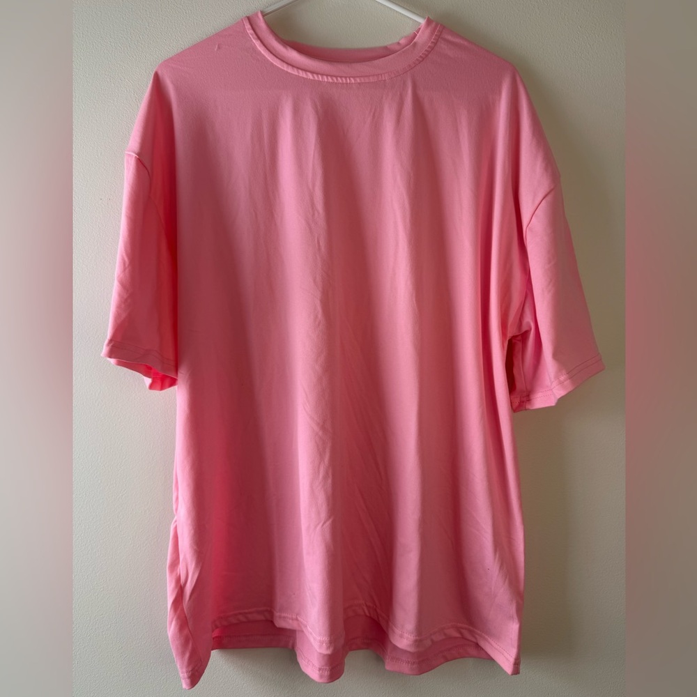 SHEIN Woman’s Oversized Vibrant Pink Short Sleeve Tee